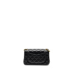 CHANEL PEARL CRUSH MINI RECTANGULAR FLAP BAG LAMBSKIN BLACK GHW (MICROCHIP)