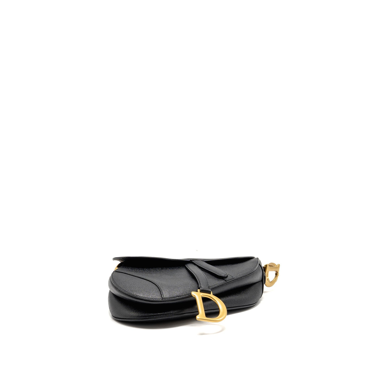 DIOR SADDLE BAG WITH STRAP GRAINED CALFSKIN BLACK GHW