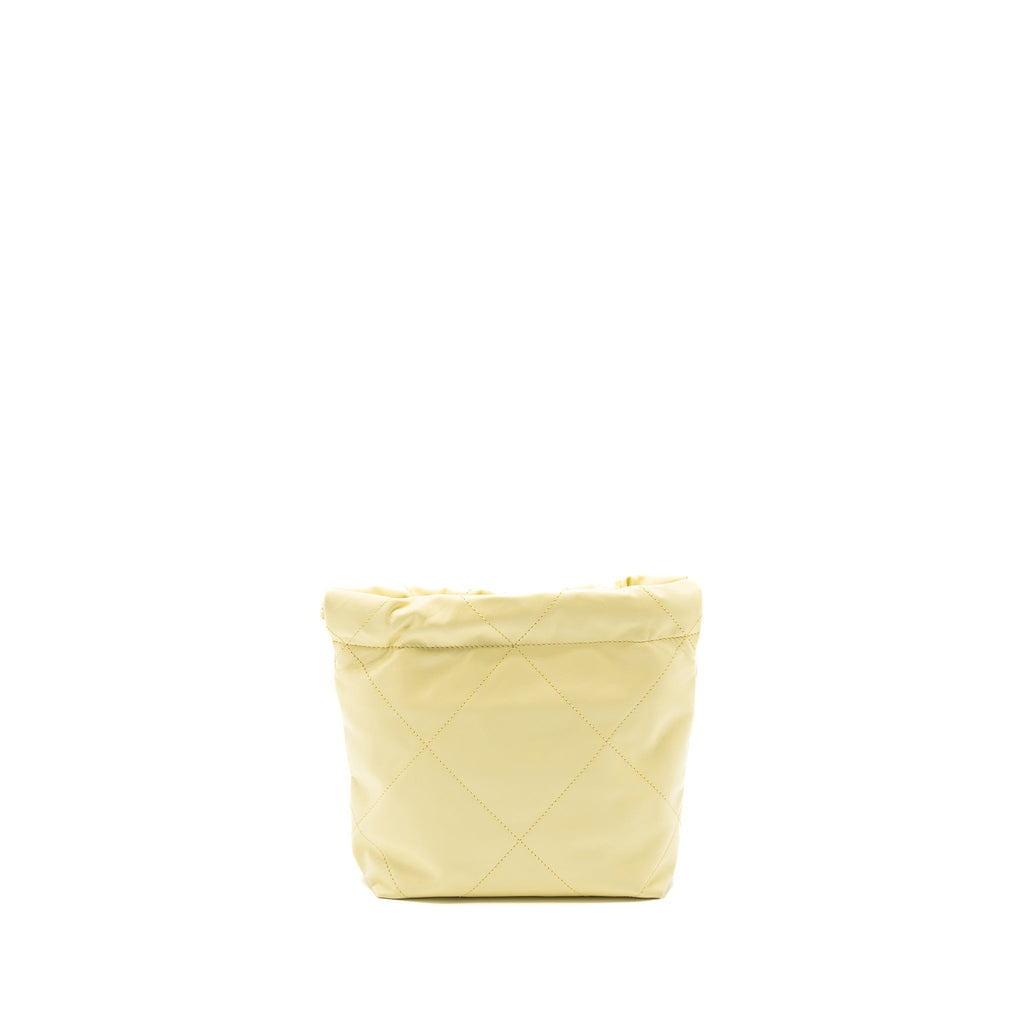 CHANEL 23S MINI 22 BAG SHINY CALFSKIN LIGHT YELLOW BRUSHED GHW (MICROCHIP)