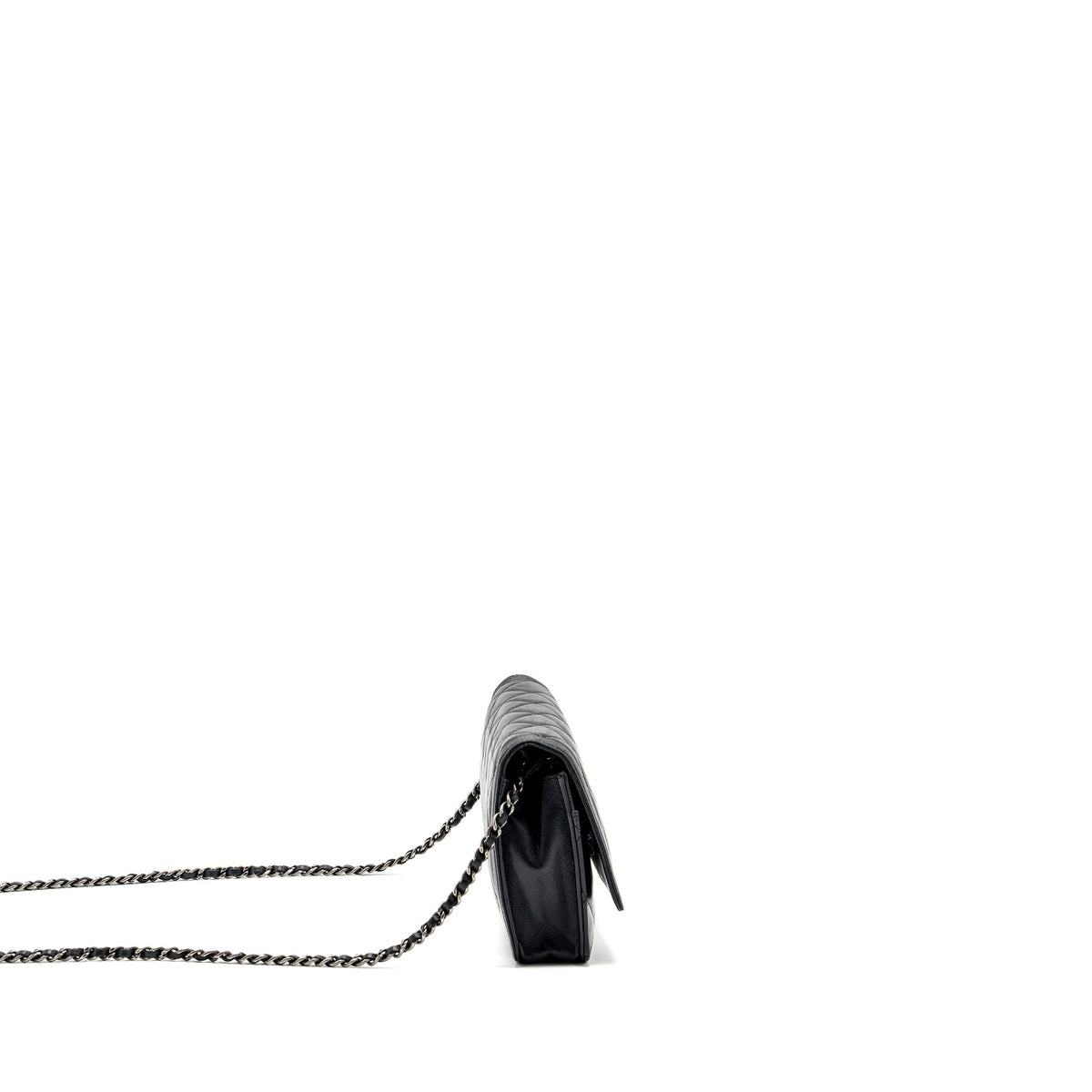 CHANEL BOY WALLET ON CHAIN LAMBSKIN BLACK RUTHENIUM HARDWARE