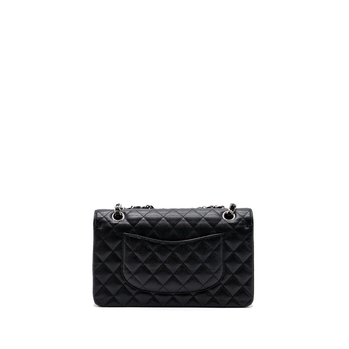 CHANEL MEDIUM CLASSIC DOUBLE FLAP BAG CAVIAR BLACK SHW (MICROCHIP)