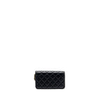 CHANEL PEARL CRUSH MINI FLAP WALLET WITH CHAIN LAMBSKIN BLACK GHW (MICROCHIP)