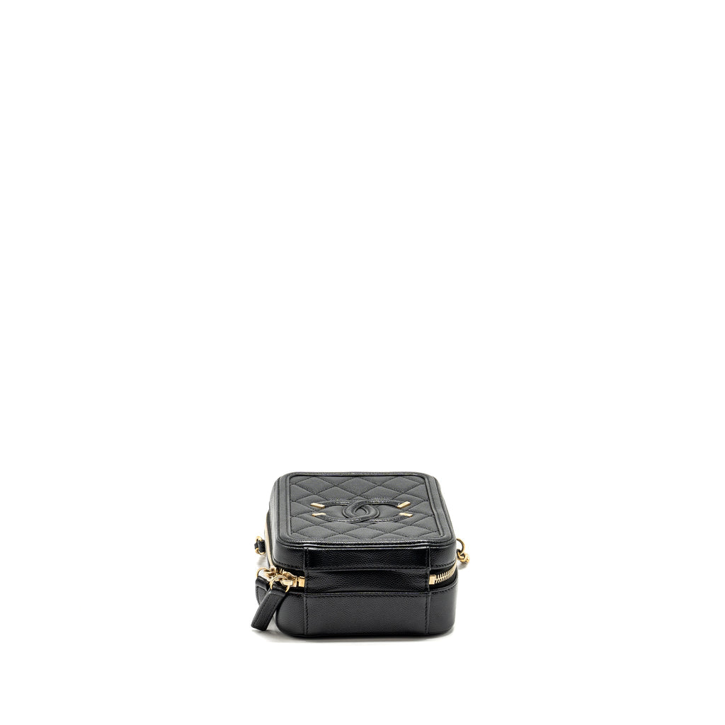 CHANEL FILIGREE VERTICAL VANITY CASE CAVIAR BLACK GHW