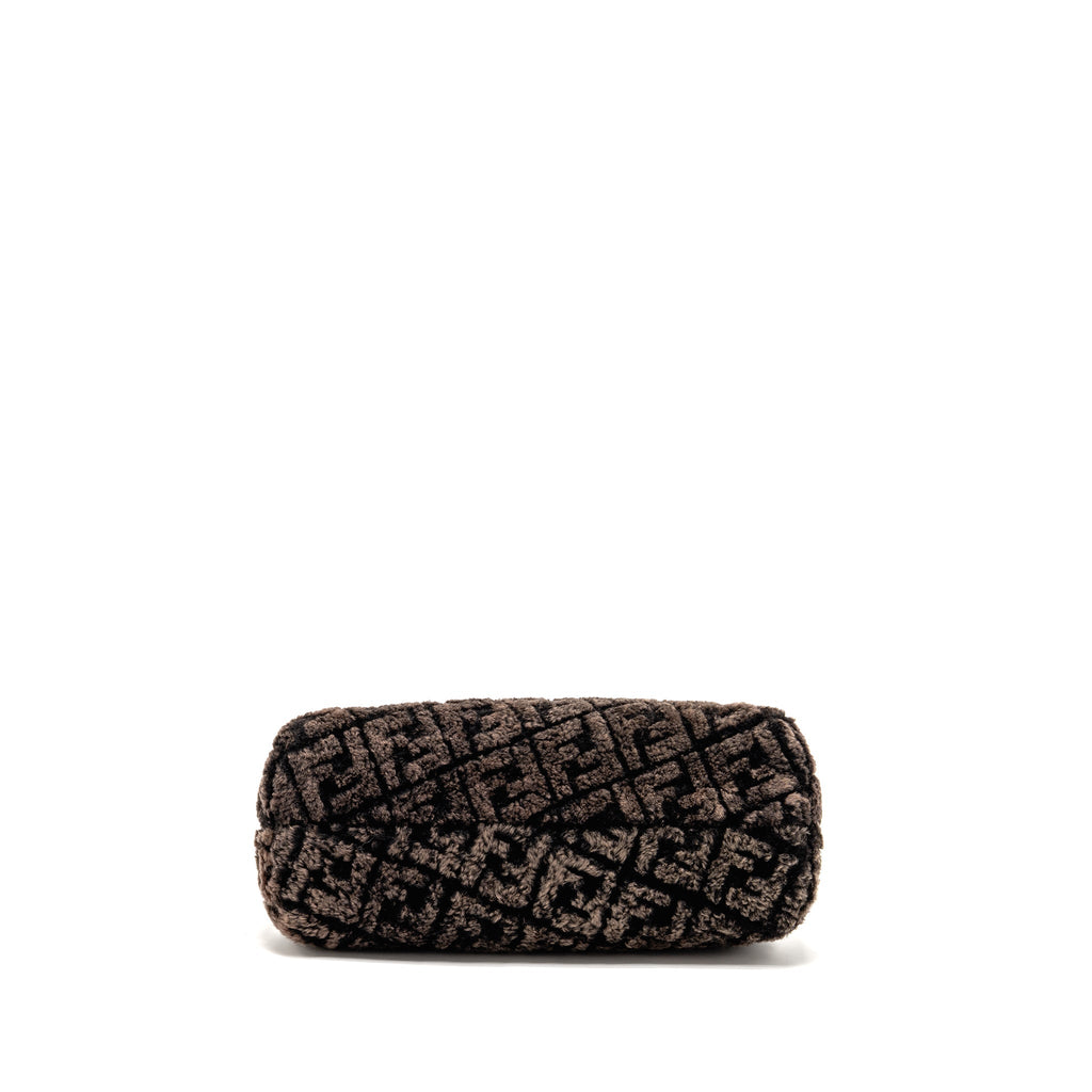 FENDI MEDIUM FENDI FIRST CLUTCH BAG SHEARLING BROWN GHW