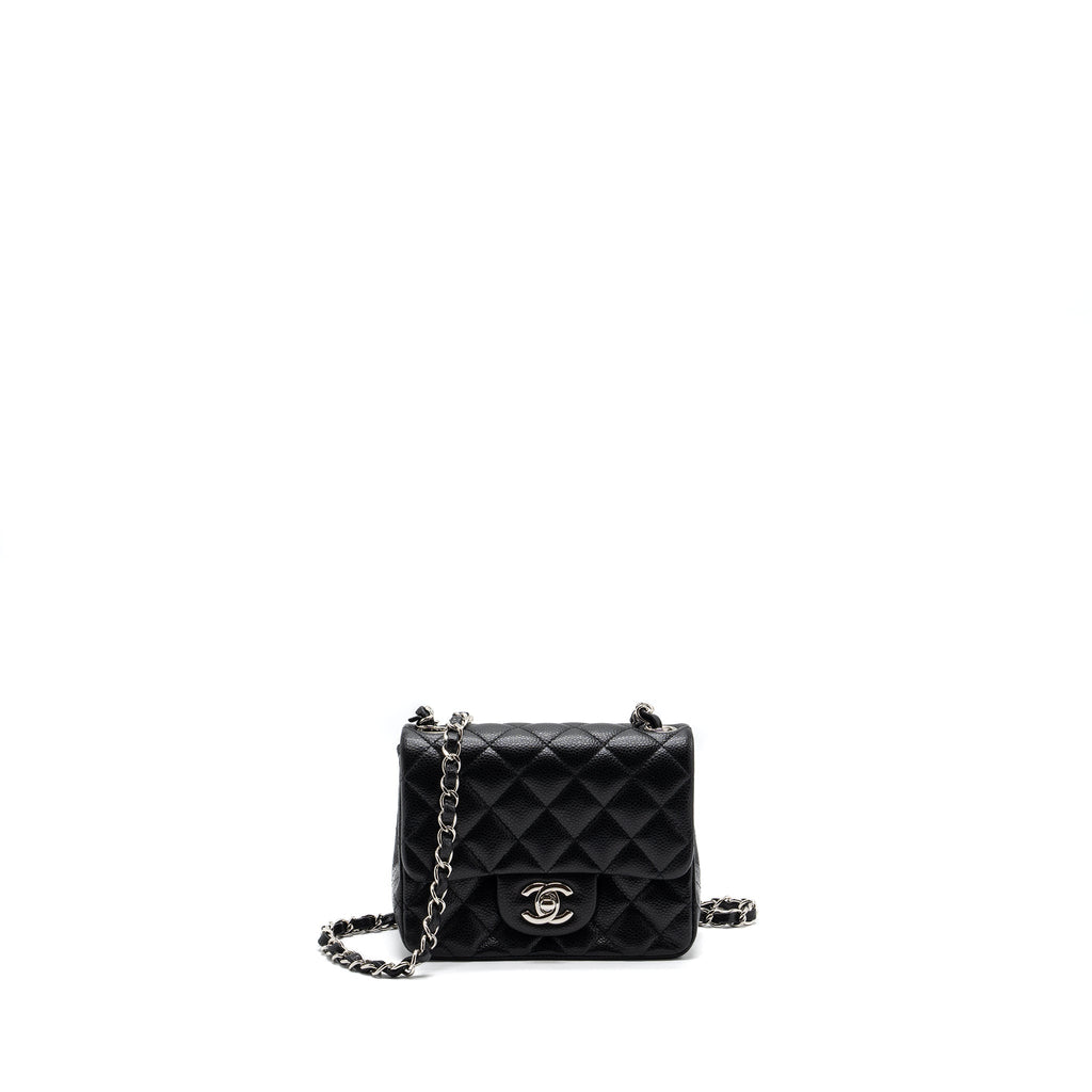 CHANEL CLASSIC MINI SQUARE FLAP BAG CAVIAR BLACK SHW