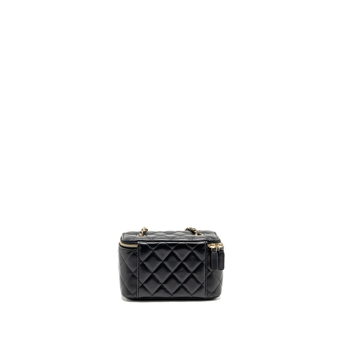 CHANEL LONG VANITY CASE WITH CHAIN LAMBSKIN BLACK LGHW