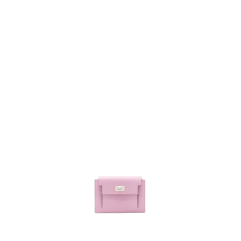 Hermes Kelly Pocket Compact Wallet Epsom X9 Mauve Sylvestre SHW