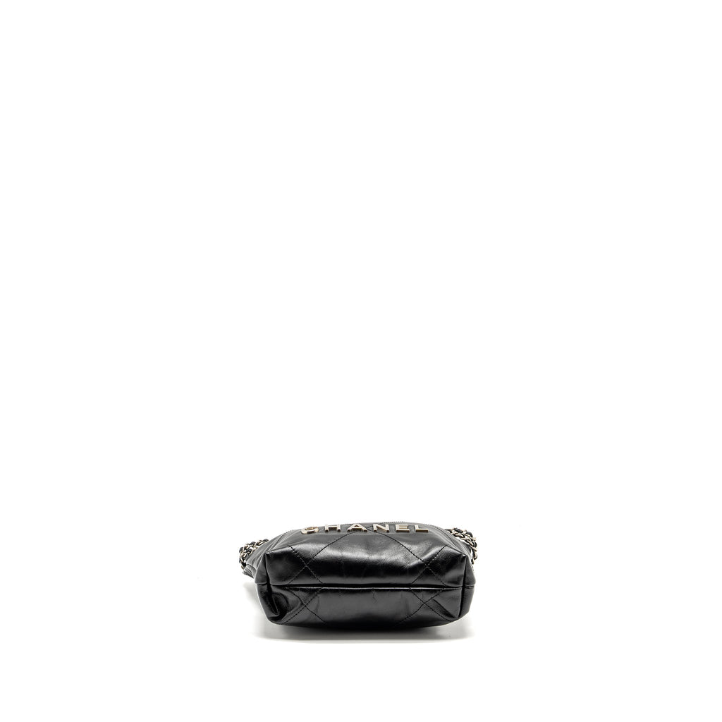 CHANEL MINI 22 BAG SHINY CALFSKIN BLACK SHW (MICROCHIP)