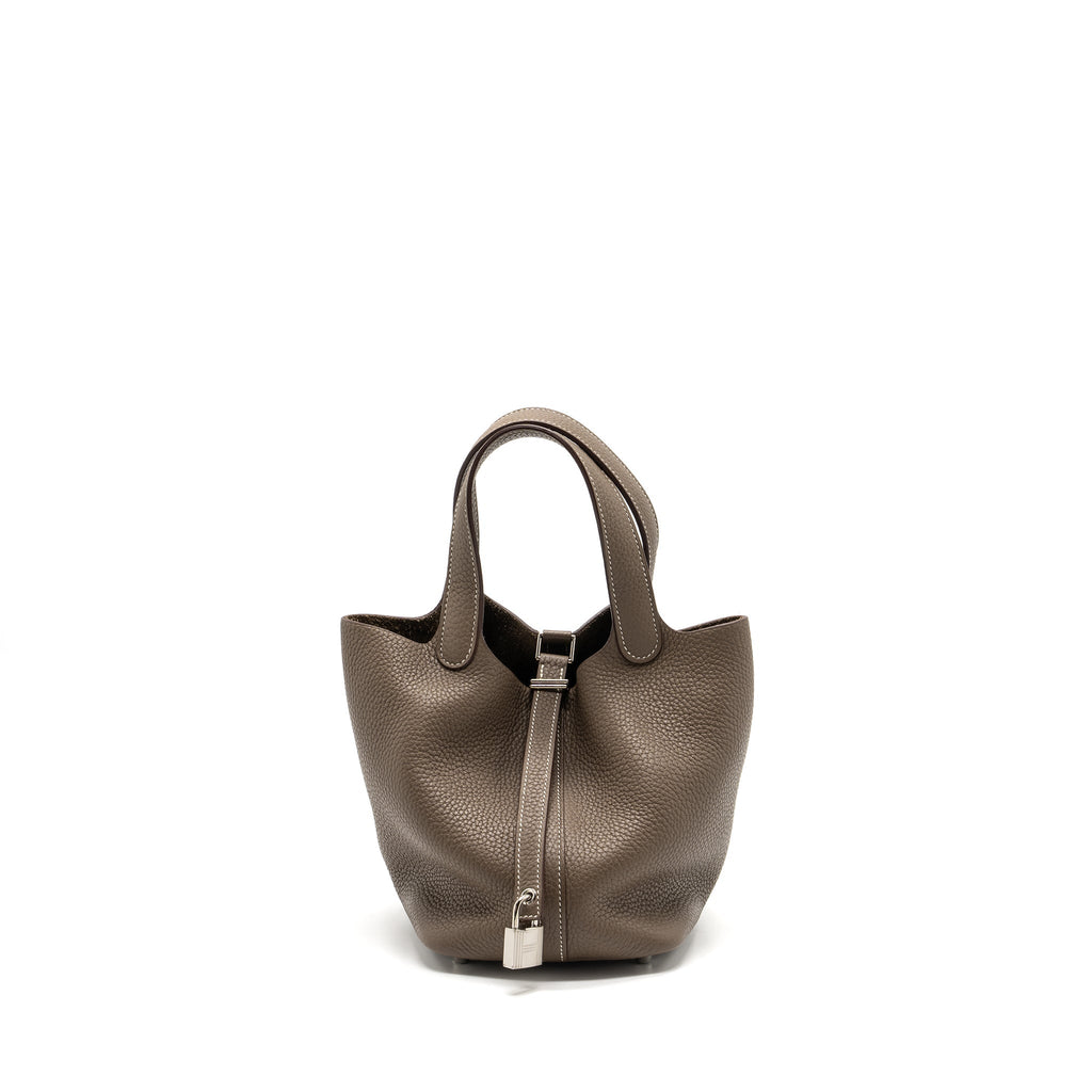 Hermes Picotin 18 Lock Bag Clemence Etoupe SHW