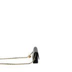 CHANEL PEARL CRUSH MINI FLAP WALLET WITH CHAIN LAMBSKIN BLACK GHW (MICROCHIP)