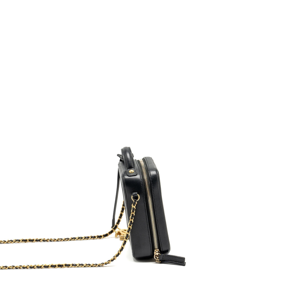 CHANEL FILIGREE VERTICAL VANITY CASE CAVIAR BLACK GHW