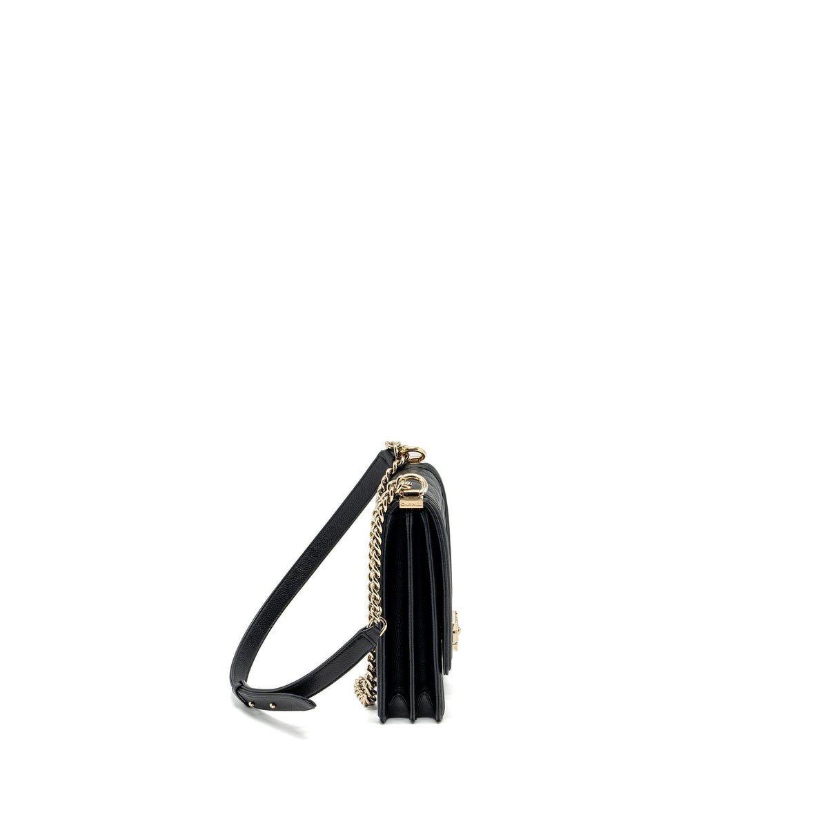 CHANEL NORTH SOUTH BOY BAG CAVIAR BLACK LGHW