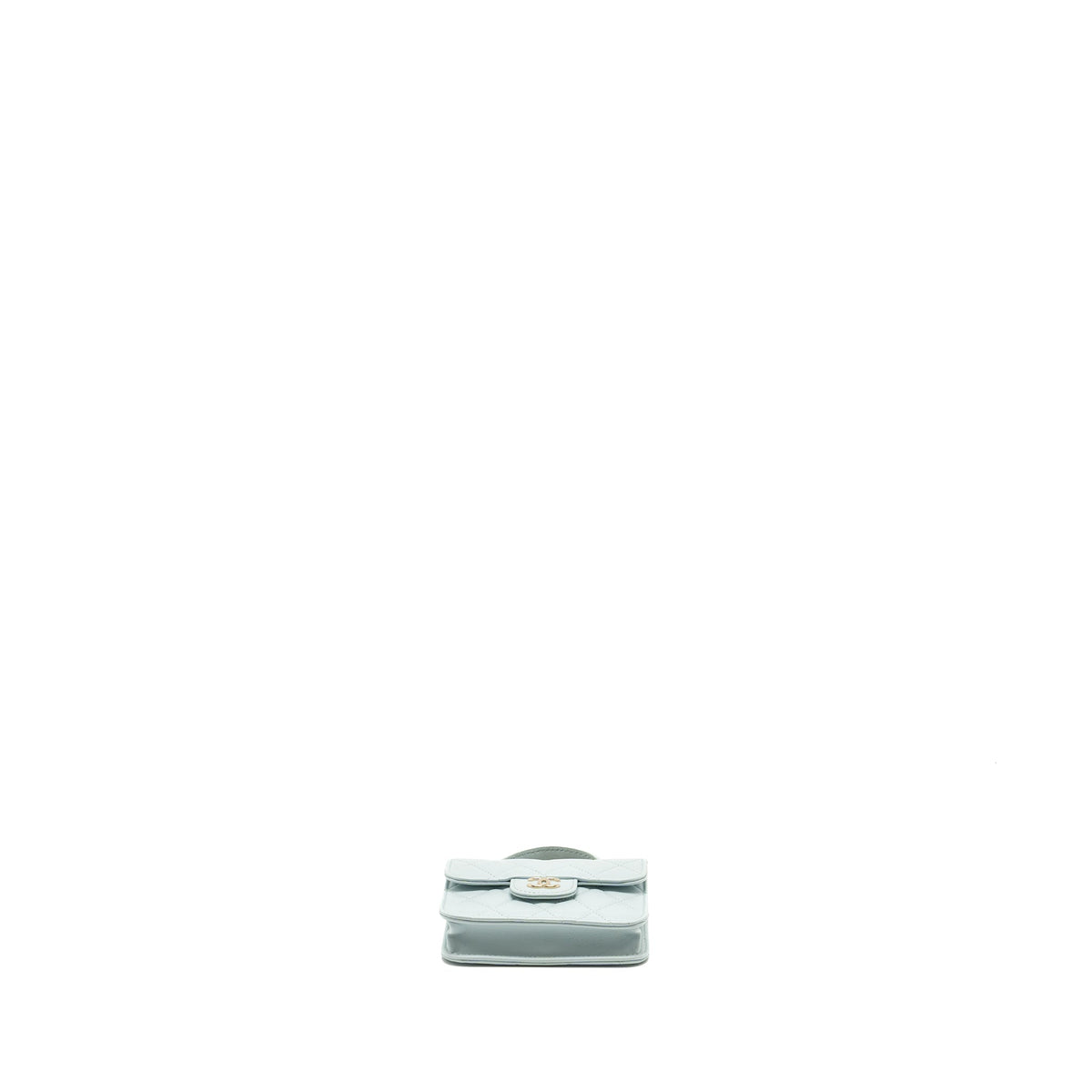 CHANEL TOP HANDLE MINI FLAP CLUTCH WITH CHAIN LAMBSKIN LIGHT BLUE LGHW