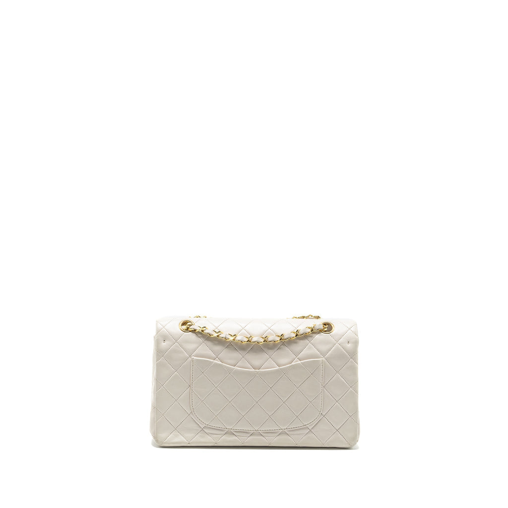 CHANEL VINTAGE MEDIUM CLASSIC DOUBLE FLAP BAG LAMBSKIN WHITE GHW