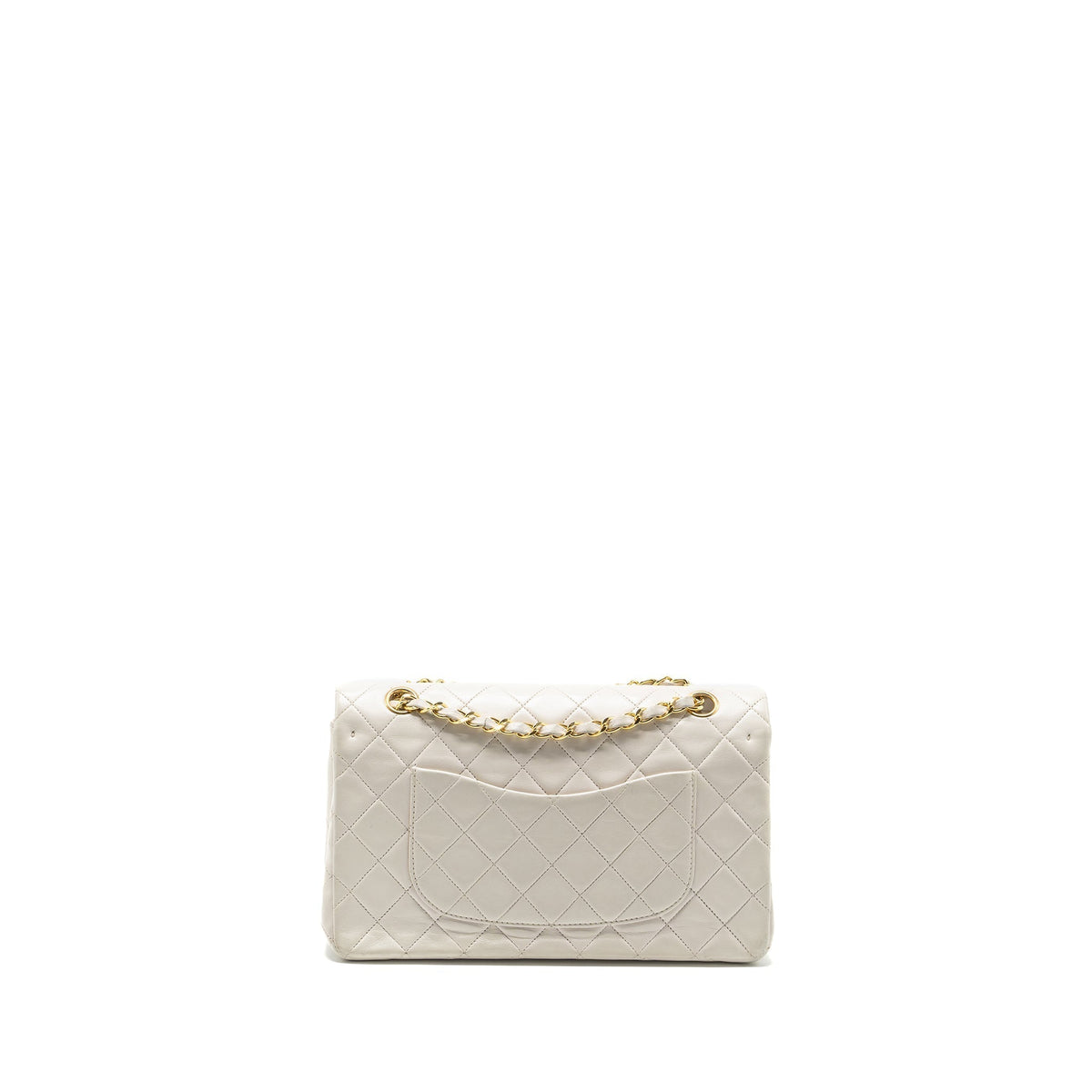 CHANEL VINTAGE MEDIUM CLASSIC DOUBLE FLAP BAG LAMBSKIN WHITE GHW