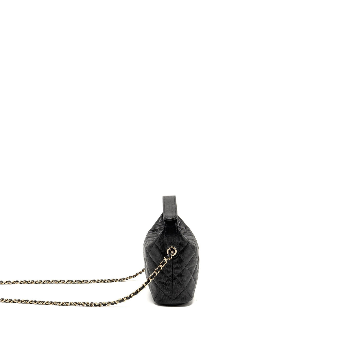 CHANEL QUILTED HOBO BAG CAVIAR BLACK GHW (MICROCHIP)