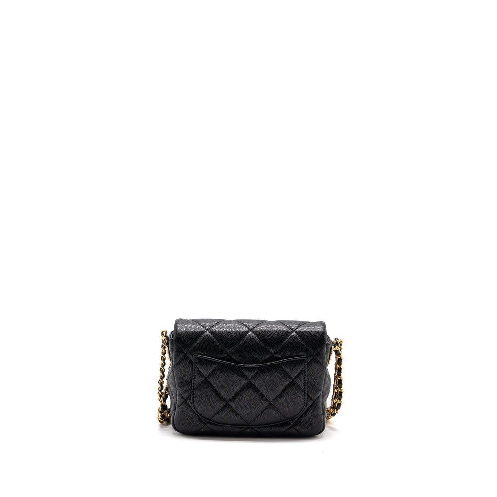 CHANEL MINI TWIST YOUR BUTTON SQUARE FLAP BAG CAVIAR BLACK GHW