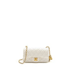 CHANEL PEARL CRUSH MINI RECTANGULAR FLAP BAG LAMBSKIN WHITE GHW (MICROCHIP)