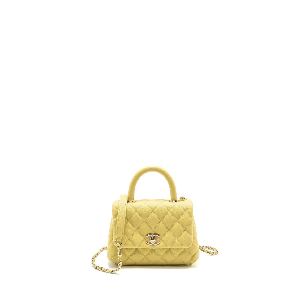 CHANEL MINI COCOHANDLE CAVIAR YELLOW LGHW