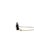 CHANEL PEARL CRUSH MINI FLAP WALLET WITH CHAIN LAMBSKIN BLACK GHW (MICROCHIP)