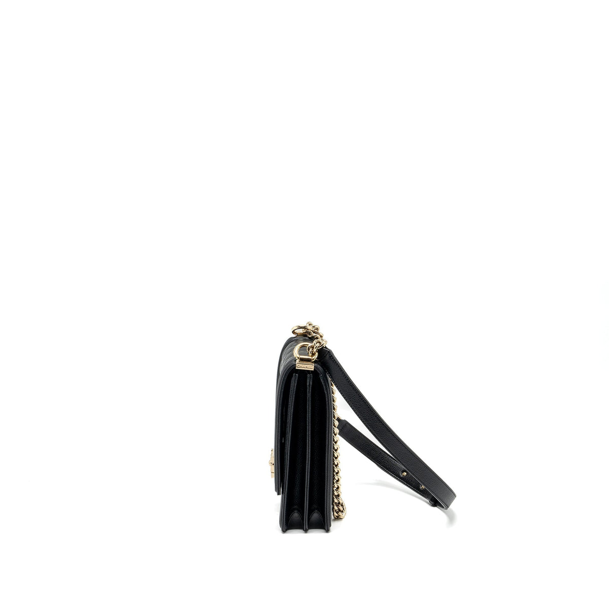 CHANEL NORTH SOUTH BOY BAG CAVIAR BLACK LGHW