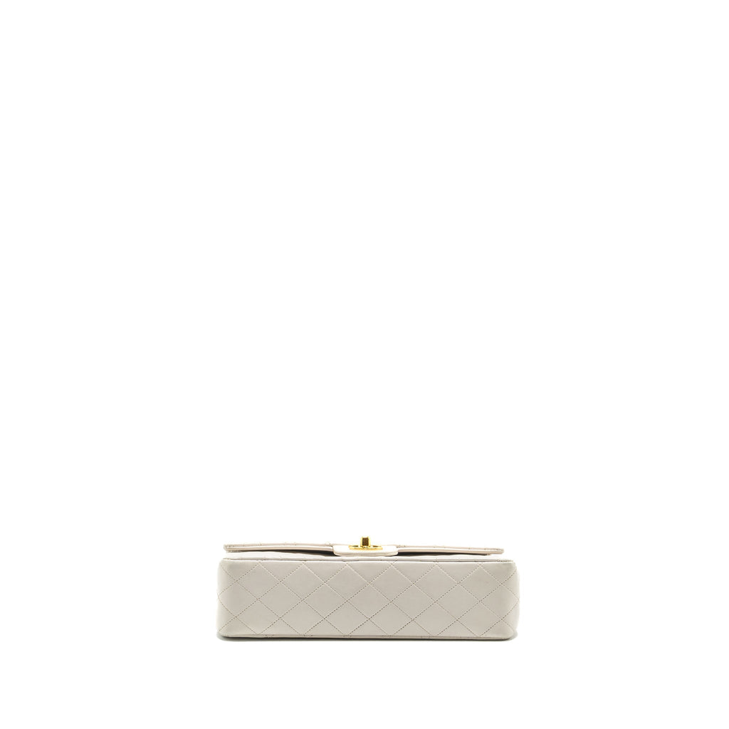 CHANEL VINTAGE MEDIUM CLASSIC DOUBLE FLAP BAG LAMBSKIN WHITE GHW