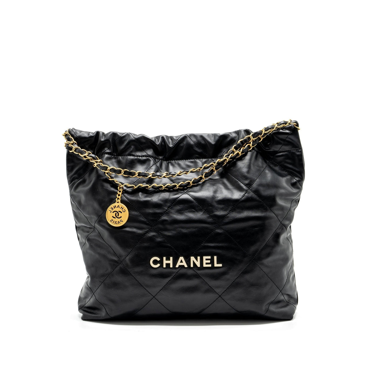 CHANEL MEDIUM 22 BAG CALFSKIN BLACK GHW (MICROCHIP)