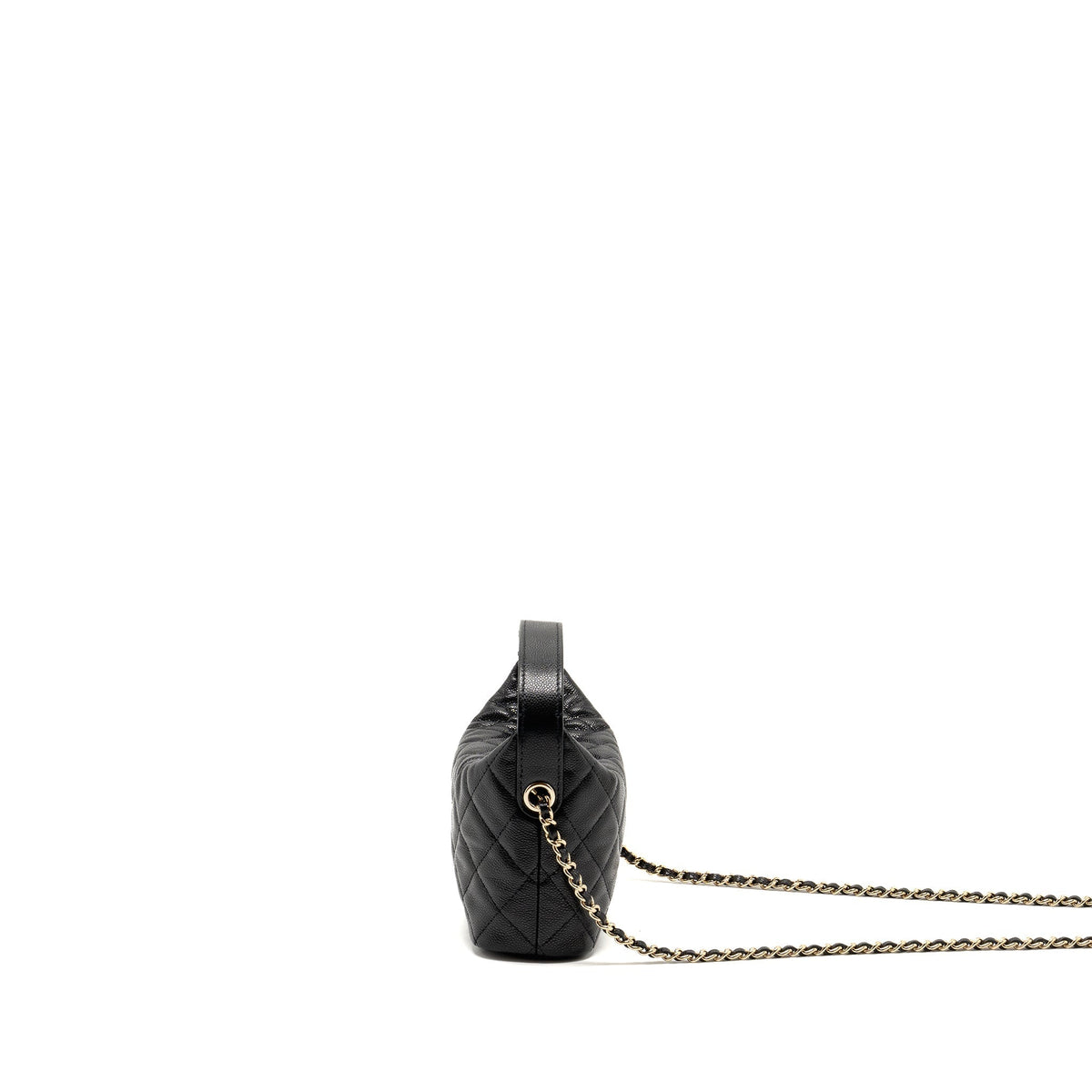 CHANEL QUILTED HOBO BAG CAVIAR BLACK GHW (MICROCHIP)