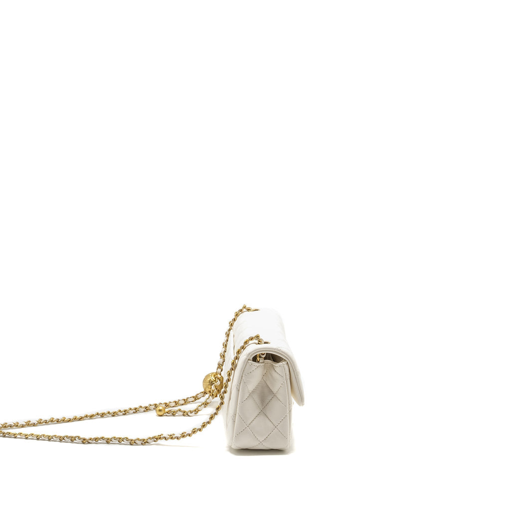 CHANEL PEARL CRUSH MINI RECTANGULAR FLAP BAG LAMBSKIN WHITE GHW (MICROCHIP)