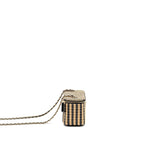 CHANEL LONG VANITY CASE BAG RAFFIA/CALFSKIN BLACK/BEIGE LGHW