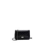 CHANEL BOY WALLET ON CHAIN LAMBSKIN BLACK RUTHENIUM HARDWARE