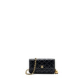 CHANEL PEARL CRUSH MINI FLAP WALLET WITH CHAIN LAMBSKIN BLACK GHW (MICROCHIP)