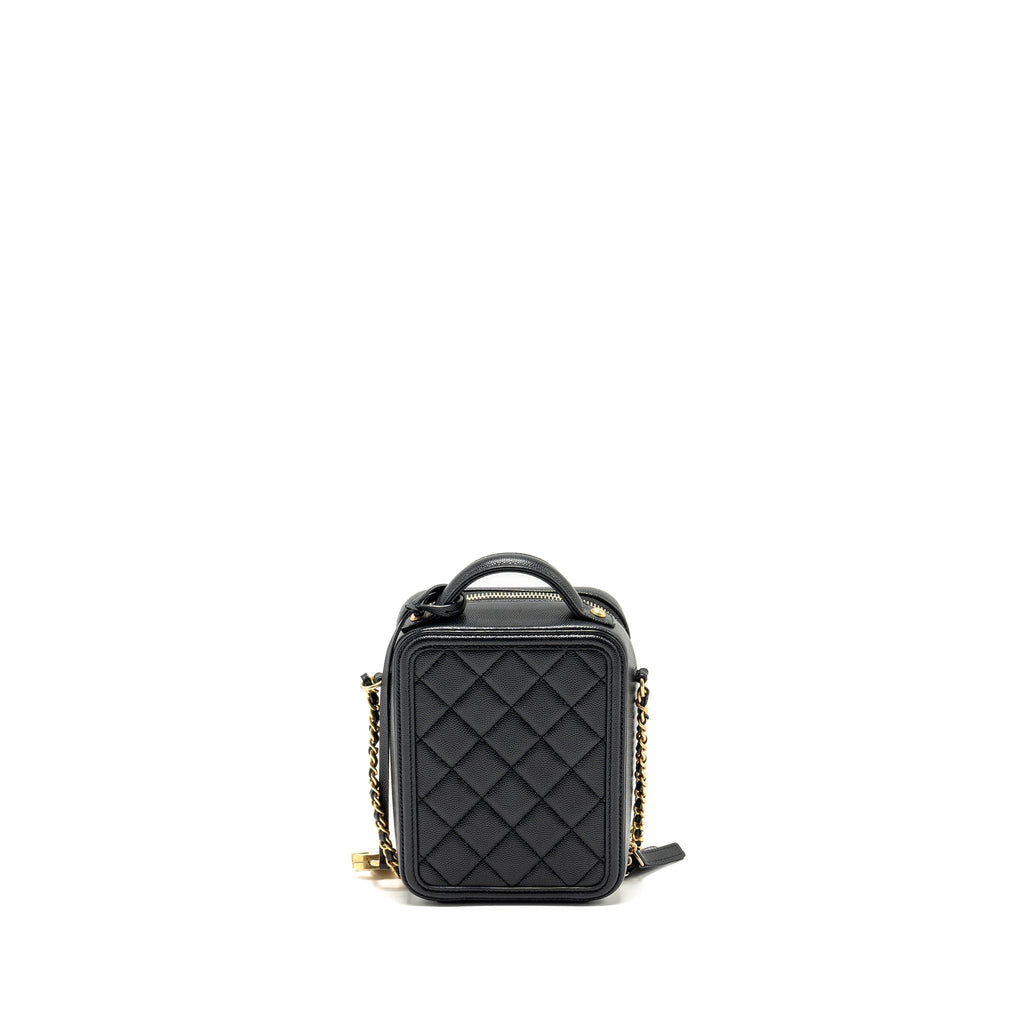 CHANEL FILIGREE VERTICAL VANITY CASE CAVIAR BLACK GHW