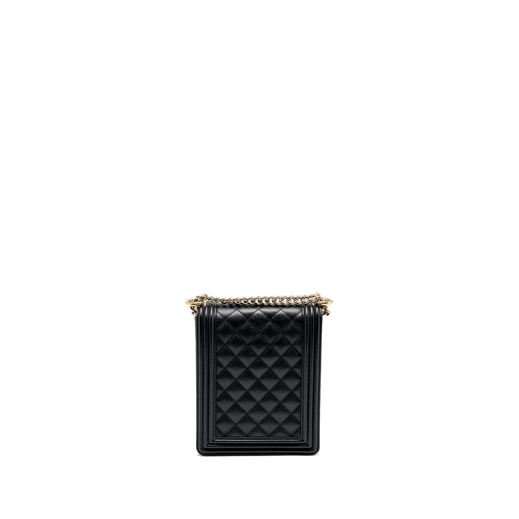 CHANEL NORTH SOUTH BOY BAG CAVIAR BLACK LGHW