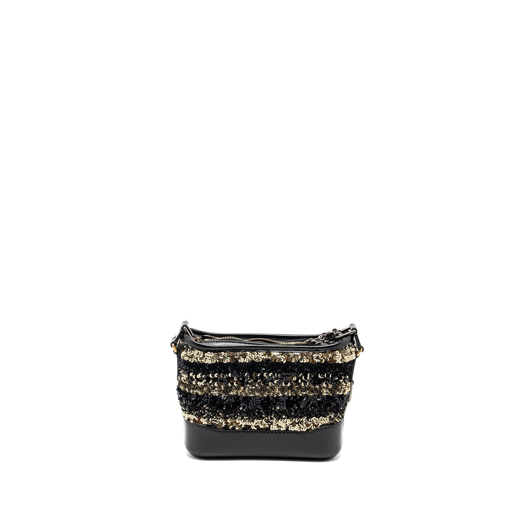 CHANEL SMALL GABRIELLE HOBO BAG LIMITED EDITION SEQUINS BLACK/GOLD MULTICOLOURED HARDWARE
