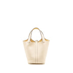 HERMES PICOTIN 18 LOCK BAG CLEMENCE NATA/JAUNE POUSSIN SHW