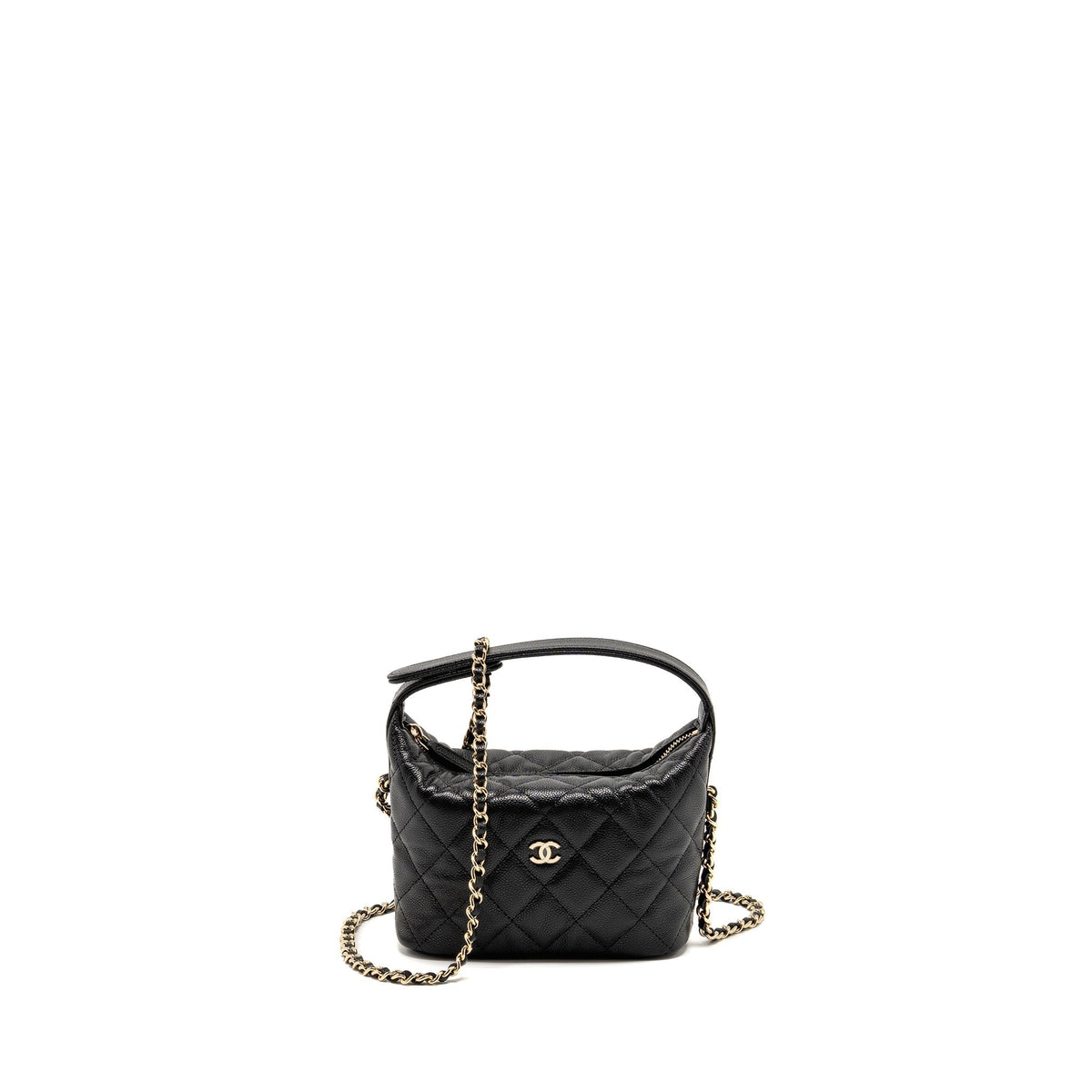 CHANEL QUILTED HOBO BAG CAVIAR BLACK GHW (MICROCHIP)
