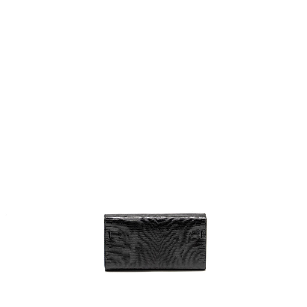 HERMES KELLY TO GO LIZARD NILOTICUS LISSE BLACK GHW
