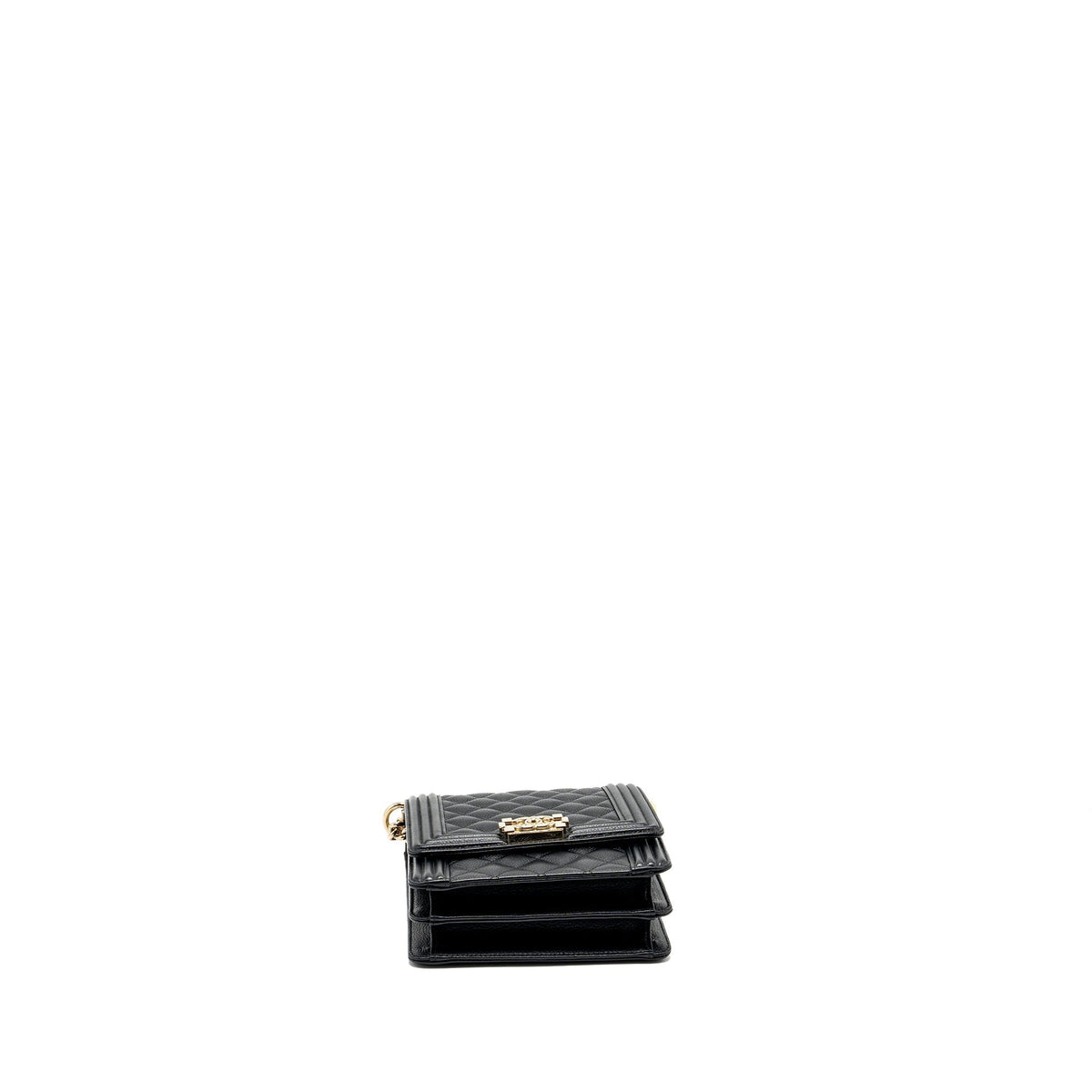 CHANEL NORTH SOUTH BOY BAG CAVIAR BLACK LGHW