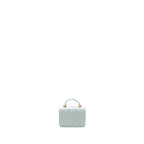 CHANEL TOP HANDLE MINI FLAP CLUTCH WITH CHAIN LAMBSKIN LIGHT BLUE LGHW