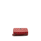 CHANEL CLASSIC MINI RECTANGULAR FLAP BAG LAMBSKIN RED RUTHENIUM HARDWARE
