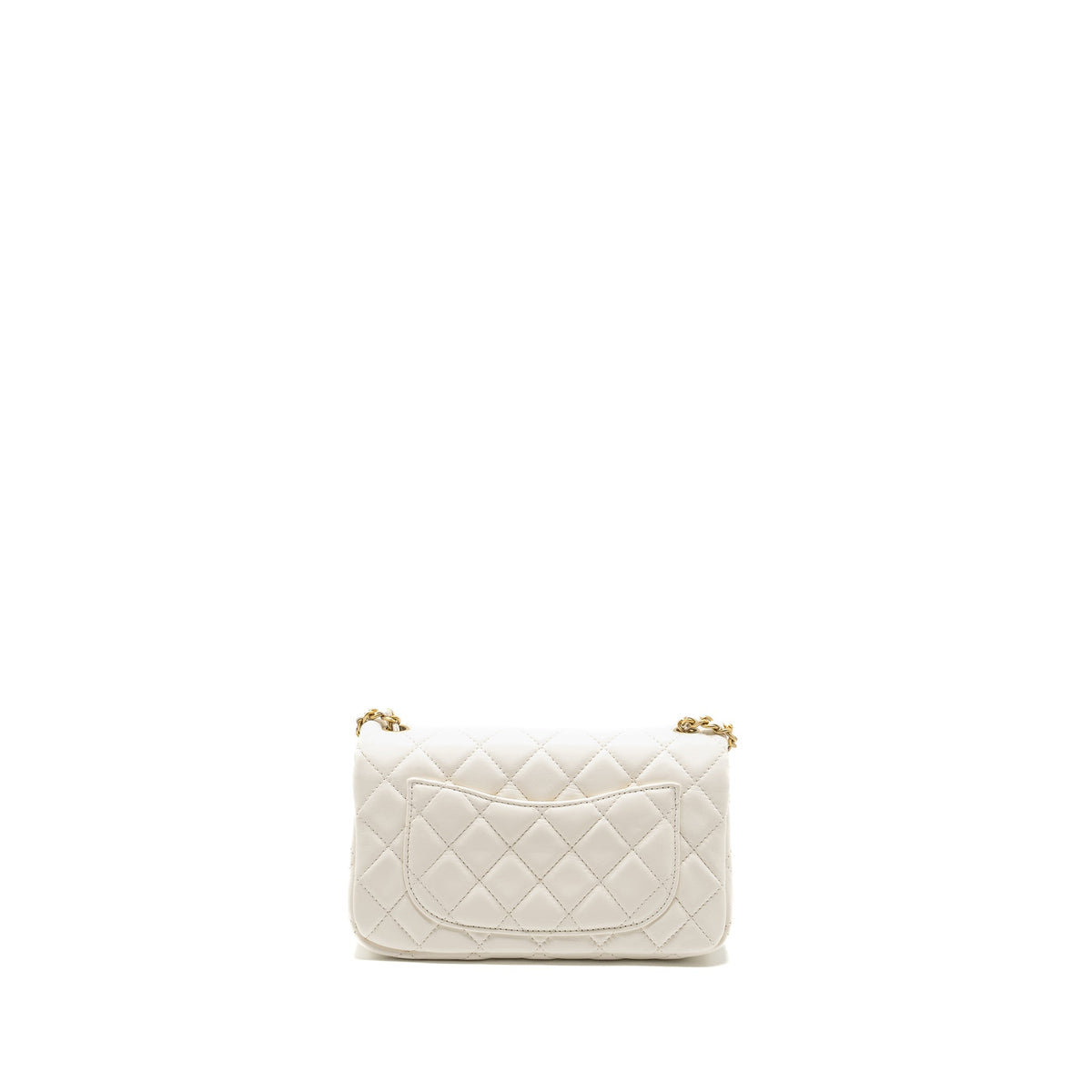 CHANEL PEARL CRUSH MINI RECTANGULAR FLAP BAG LAMBSKIN WHITE GHW (MICROCHIP)