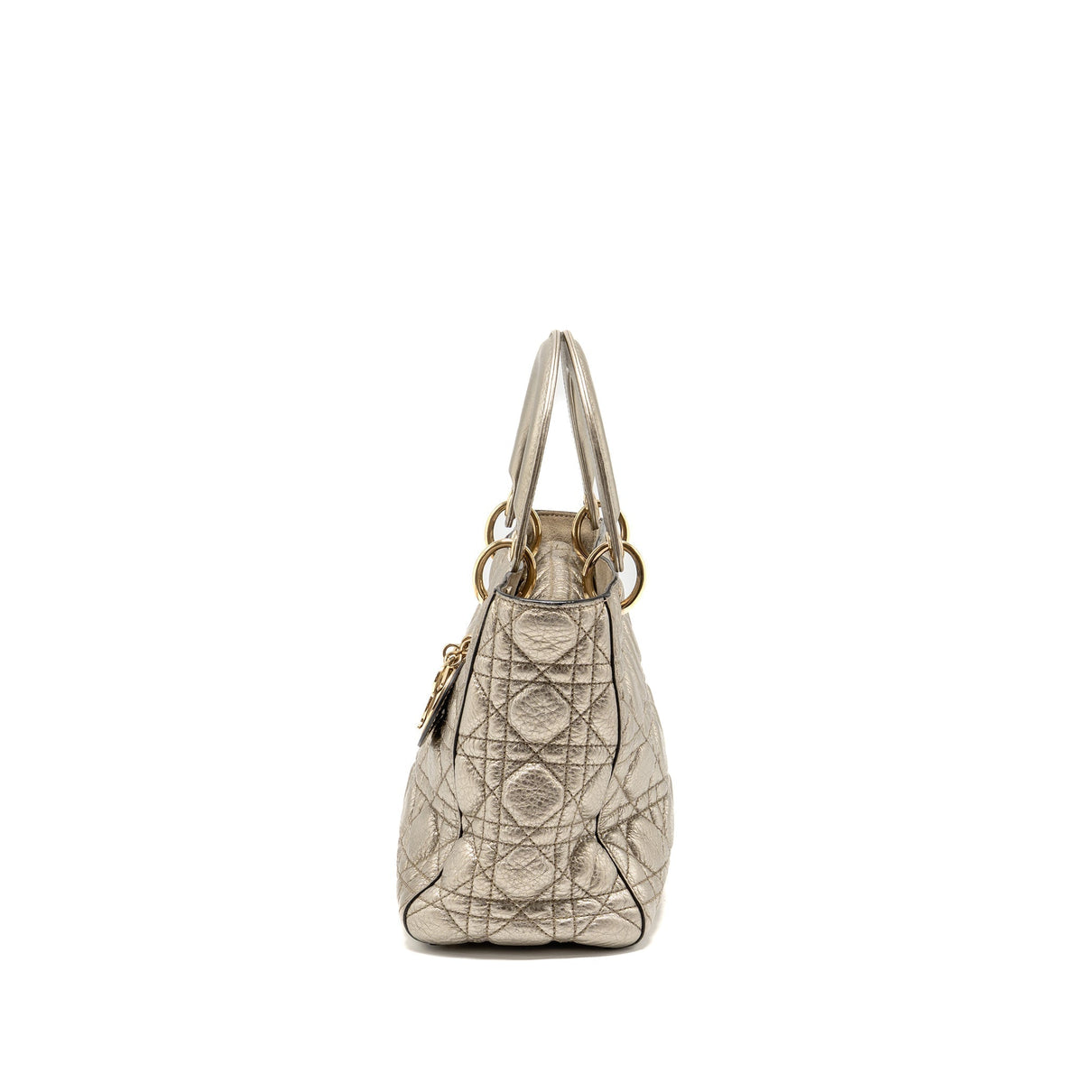 DIOR MEDIUM LADY DIOR CANNAGE CALFSKIN METALLIC GOLD LGHW