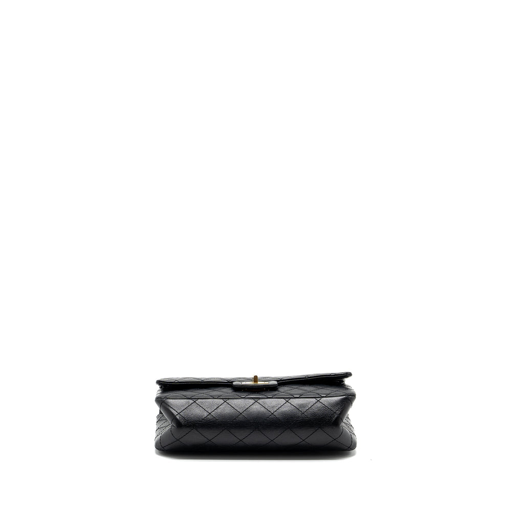 CHANEL SMALL 2.55 REISSUE DOUBLE FLAP BAG AGED CALFSKIN BLACK GHW