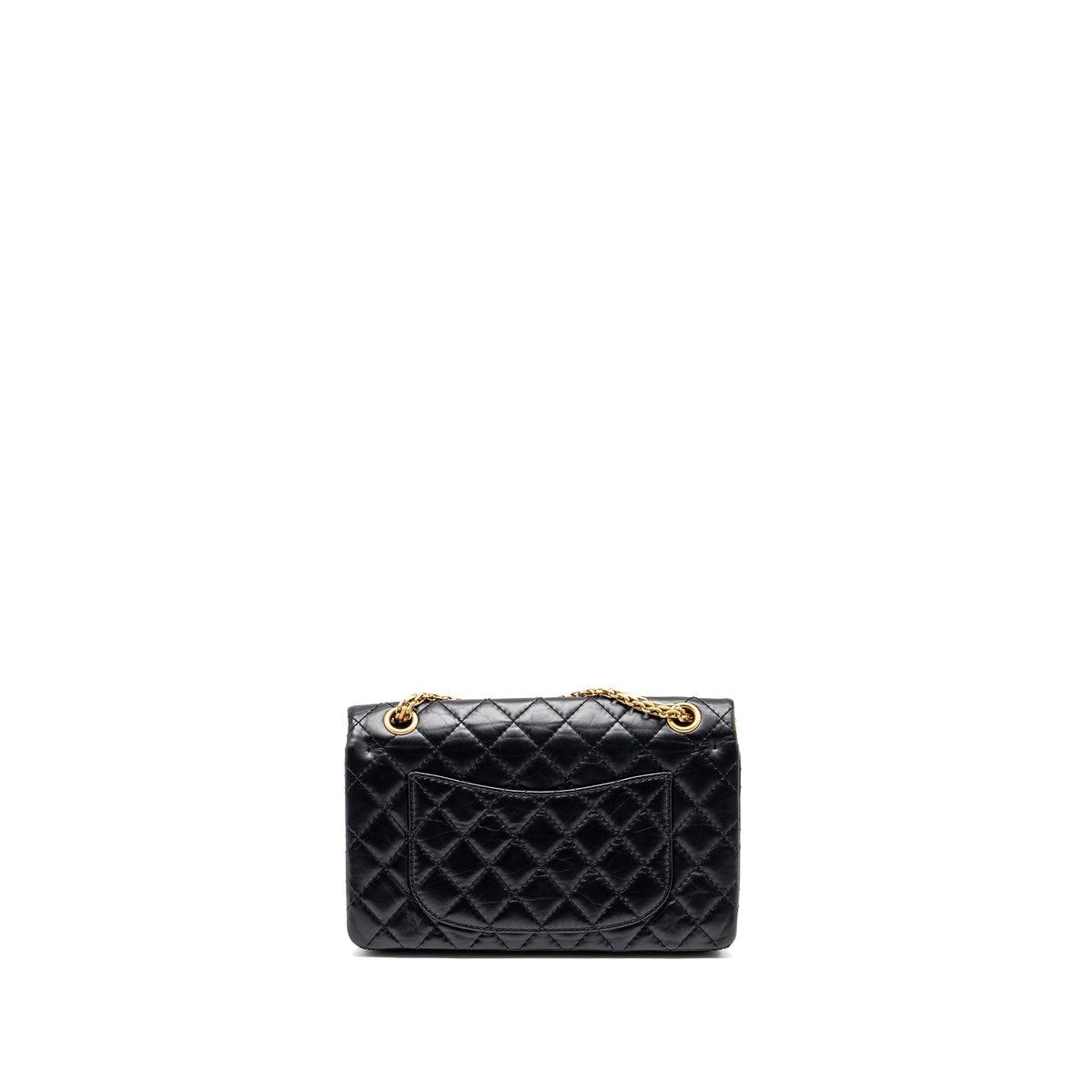 CHANEL SMALL 2.55 REISSUE DOUBLE FLAP BAG AGED CALFSKIN BLACK GHW
