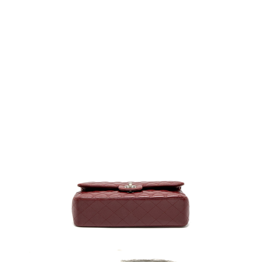 CHANEL MEDIUM CLASSIC DOUBLE FLAP BAG CAVIAR DARK RED SHW