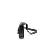 DIOR LARGE GALLOP BAG WITH STRAP GRAINED SMOOTH CALFSKIN BLACK SILVER/GOLD HARDWARE
