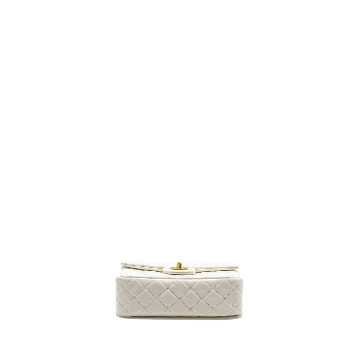 CHANEL PEARL CRUSH MINI RECTANGULAR FLAP BAG LAMBSKIN WHITE GHW (MICROCHIP)