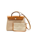 HERMES HERBAG 31 ZIP BAG CANVAS / HUNTER ECRU BEIGE / NATURAL SABLE SHW