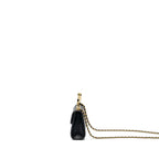 CHANEL 22B ENAMEL TOP HANDLE MINI FLAP BAG LAMBSKIN BLACK GHW (MICROCHIP)